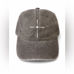 Gray Cross Heart Baseball Dad Cap Adjustable